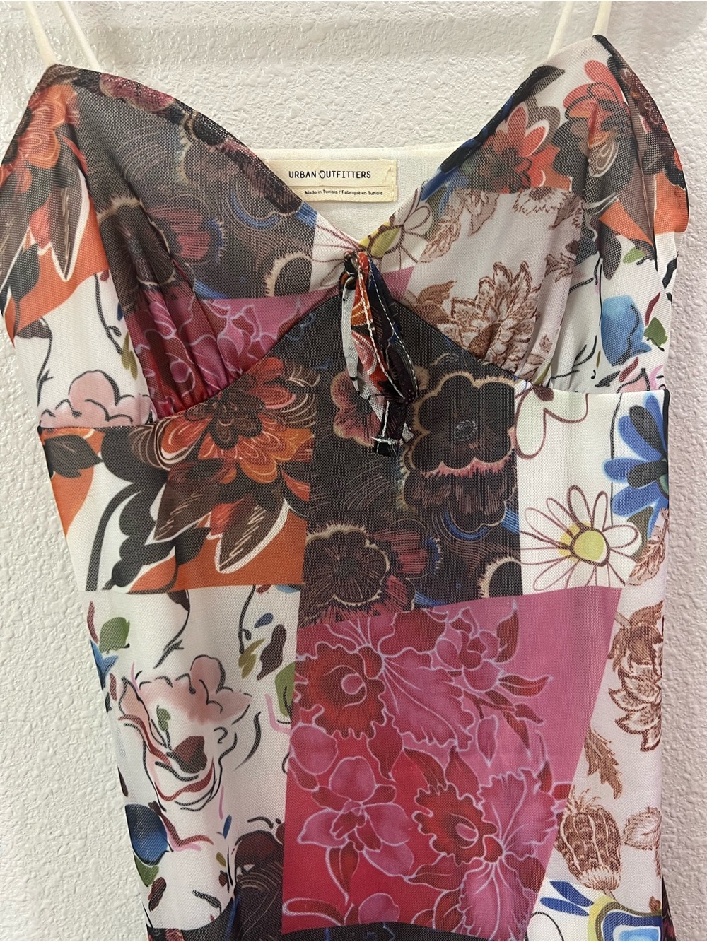 Urban Outfitters Patchwork Floral Slip Dress - Cream, Pink, Orange, Blue, Black - Picture 2 of 3